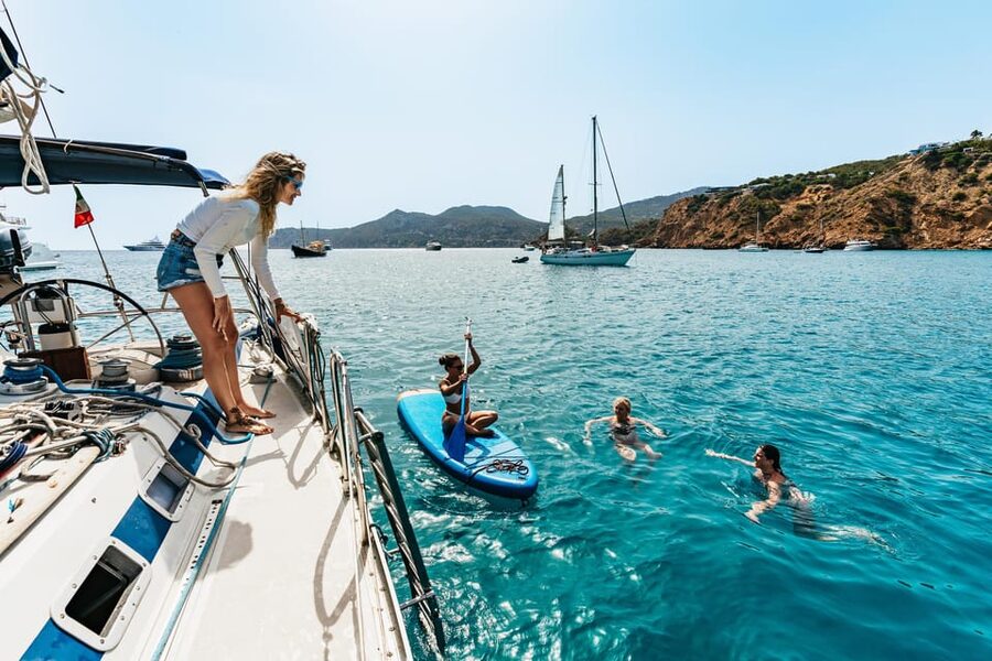 From Ibiza: Sailing Tour to Formentera with Beach Stops - Espalmador Island swim: private-water calm and crystal-clear visibility