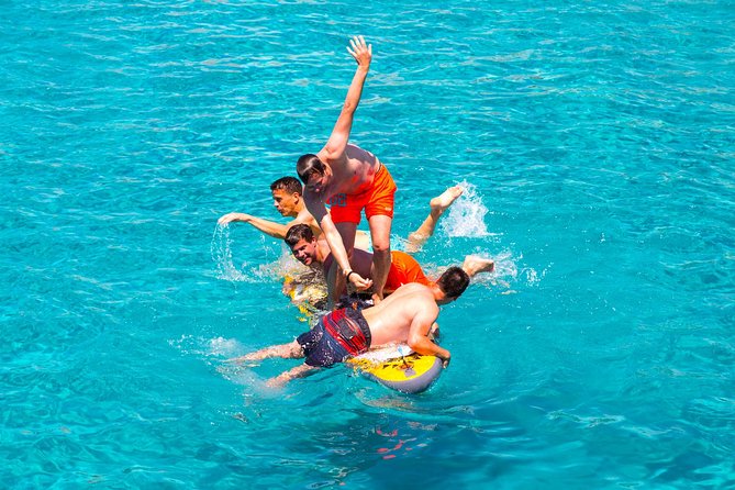 Ibiza Beach Hopping Cruise with Paddleboards, Drinks and Food 6h - Your boat: triple-deck comfort, glass bottom, slides