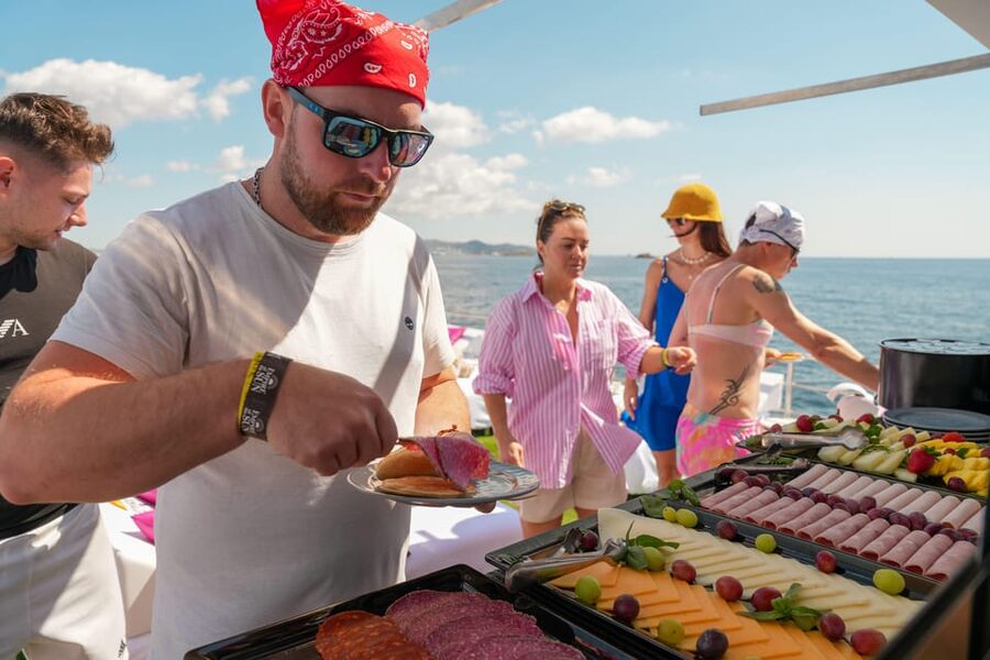 Ibiza: Formentera Cruise w/Breakfast, Paella, and Open Bar - Sunset on the return: Es Vedrà in June, and cove time other months