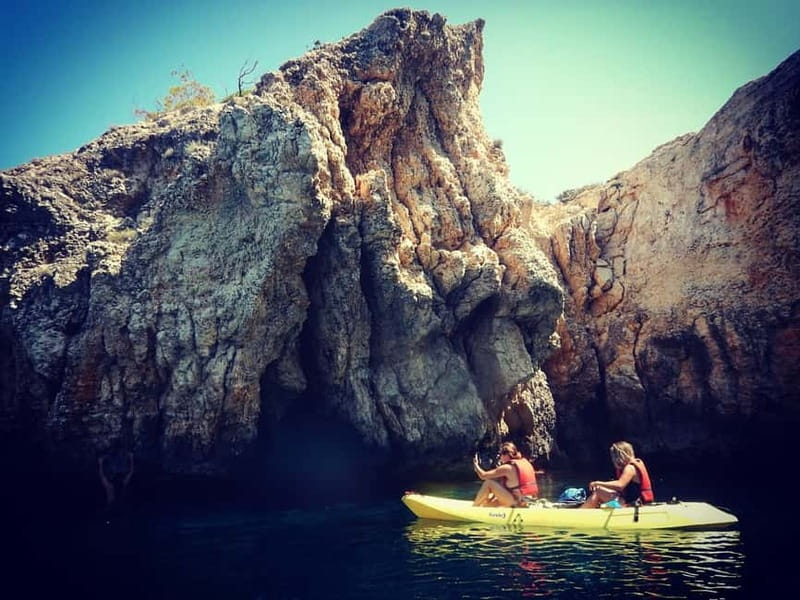 Ibiza: Xarraca Bay Guided Kayaking Tour - Snorkel stop with colorful fish: provided gear and clear focus