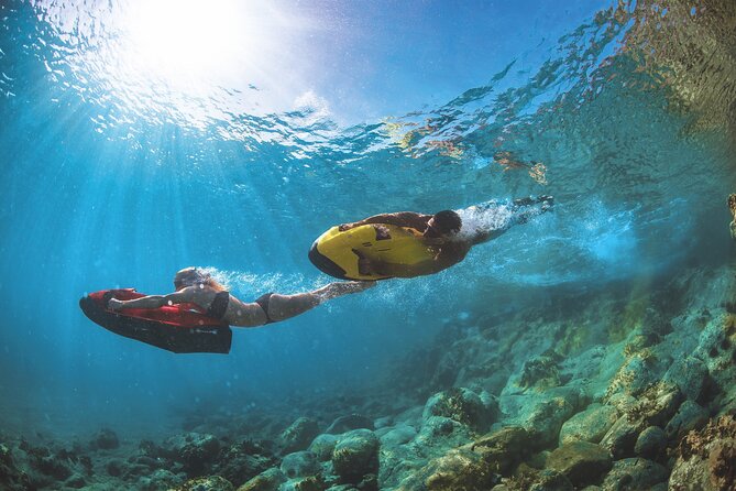 Luxury Water Toys Boat Tour ibiza - SEABOB- Paddle surf boards - Music on Board, Small Group Size, and Carlos’s Hosting Style